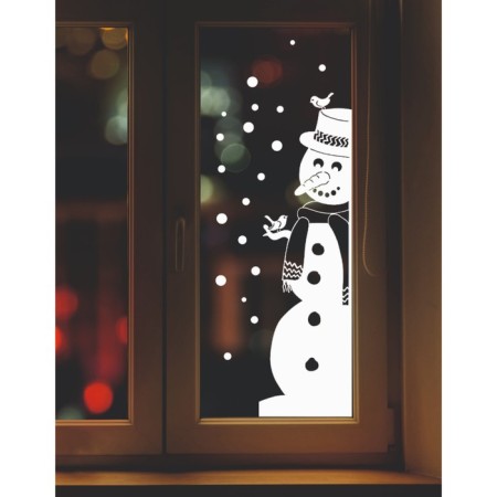 Decorative sticker for windows "Snowman" 29x100 cm (snow 10x20 cm)