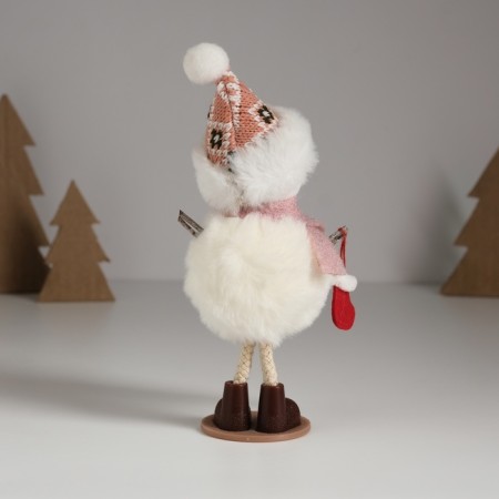 Souvenir Textile "Snowman in a pink scarf, with a sock" 11x7x17.3 cm-3