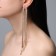 Hanging earrings with Hollywood rhinestones, 6 rows, white color in gold, 19.5 cm