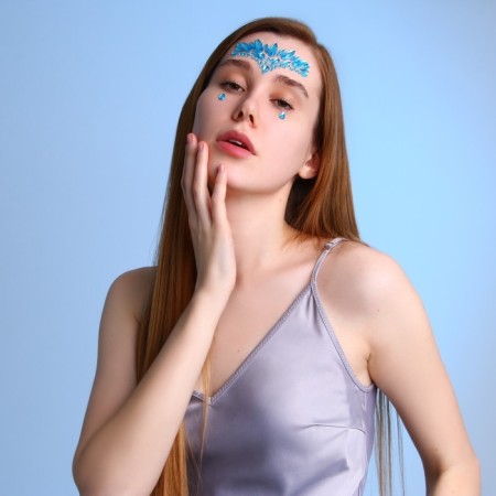 Facial rhinestones "Blue haze", blue-3