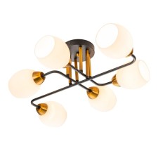 The lamp on the ESCADA rod, 1132/6p Black. 6x60W, E27, 610x500x210 mm, black/gold color