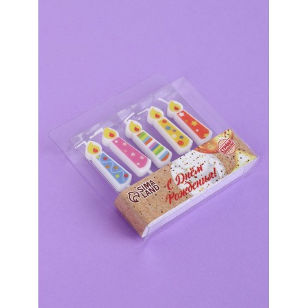 Candles for the cake "Funny Lights", 5 pcs, multi -colored-2