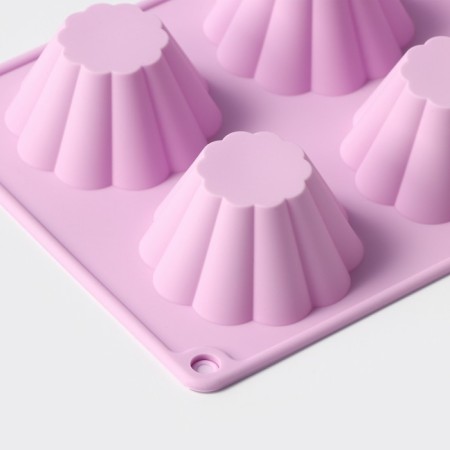 The form for baking the share "Sweets. Puding ”, silicone, 29.5 × 17.5 cm, 6 cells (7.7 × 4 cm), color mix-1