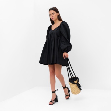 Women's dress MIST with voluminous sleeves, black, p.44-46-1