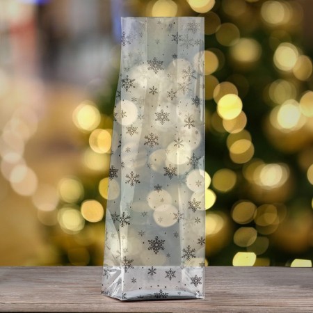 A package with a hard bottom of 11 x 17 x 55 Silver "snowflakes"