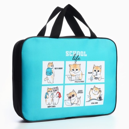 A4 notebook folder on lightning textiles 70mm 350 x 270 univ "September 1: cat at school"-1
