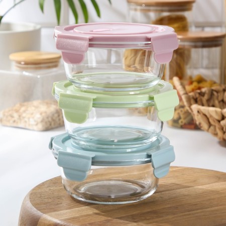 Container from heat -resistant glass Round Cook and Freeze, 370 ml, 13.5 × 6 cm, color mix-5