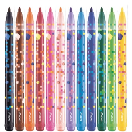 Flomasters 12 colors Pixel Party, washed off, decorated, cardboard packaging-1