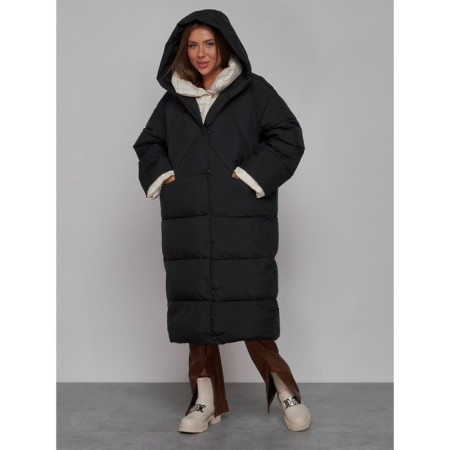 Coat insulated winter female, size 44, black color-9