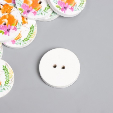 Button decorative tree "fox" 2.5x2.5 cm-3