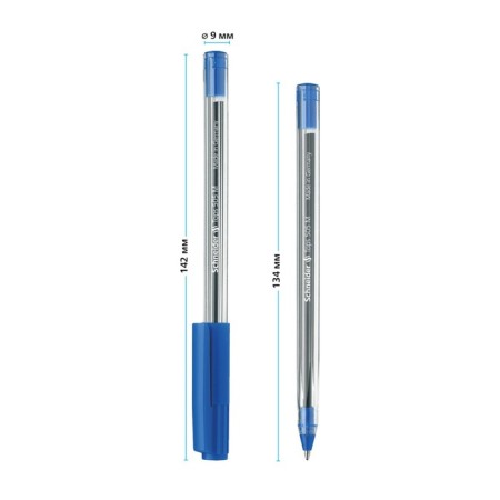 Ballpoint handle Schneider "Tops 505 m", 1.0 mm node, blue ink, transparent case-2