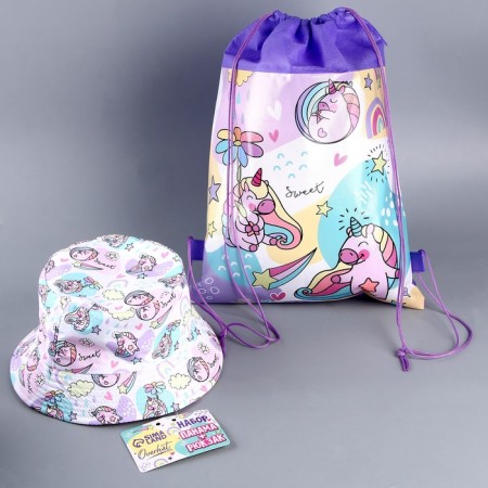 Children's set "Unicorn" (Panama+ backpack), rn. 52-54 cm-1