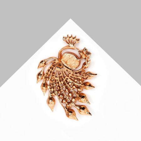 Brooch "Firebird", white color in gold-1