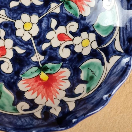 Candy of Rishtan ceramics "Flowers", 16 cm, blue-2