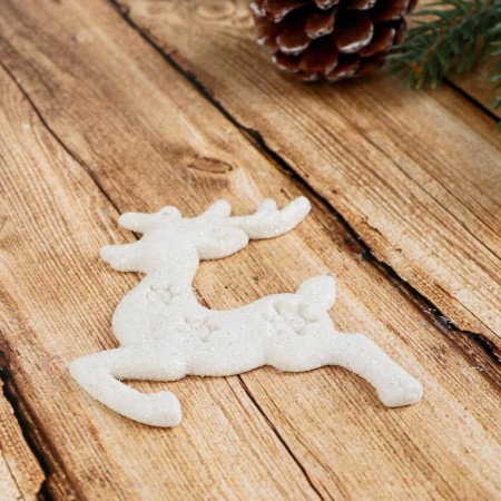 Jewelry decoration "Deer of Snowflakes" (set 4 pcs) 5x7 cm, white-1