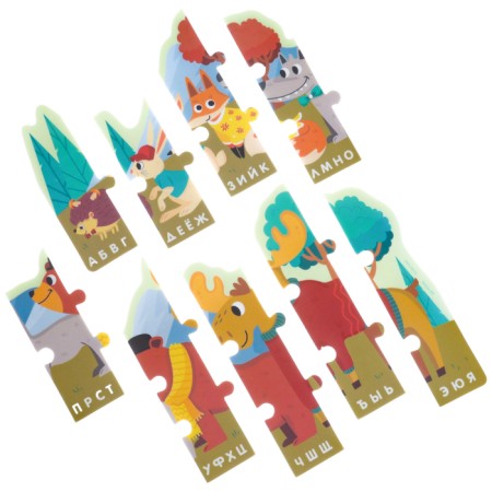 Soft puzzle for kids "Alphabet: Forest animals", 9 details, crumb I-9
