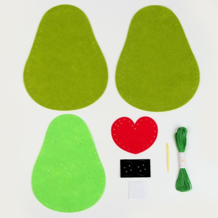 Sewing kit. Avocado felt pillow, 25 × 25 cm-3
