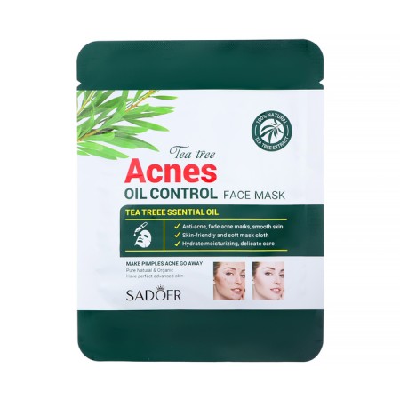 A fabric, moisturizing face mask against acne with a tea tree