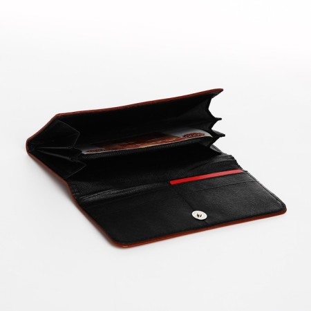 Women's wallet on the button, brown color-3
