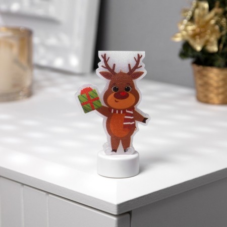 Light picture on the stand "Reindeer" 11 cm, batteries, glow warm white-1