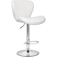 Barrier stool PORCH Metal/Eco -leather, chrome/white 47x53x89 cm