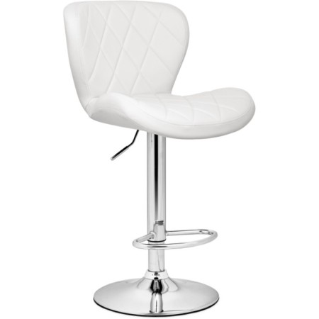 Barrier stool PORCH Metal/Eco -leather, chrome/white 47x53x89 cm