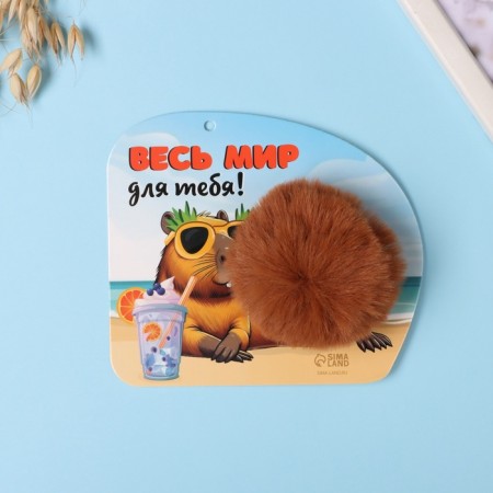 Fluffy on the ring "Capibar. The whole world is for you!" D = 8 cm 15x13 cm-2