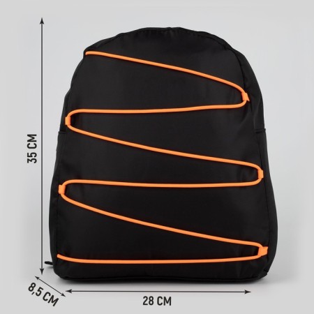 School backpack textile with lacing, black color-1