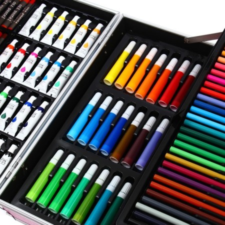 A set for drawing, folding, in a suitcase pink-13