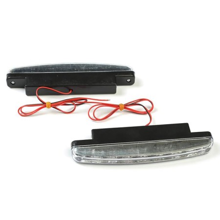 Daily running lights KS, KS-008-2, 8 LED, chrome, wires, 158x36x18 mm, set 2 pcs-1