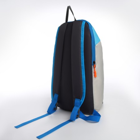 Sports' backpack on lightning, Textura, external pocket, beige color/blue-5