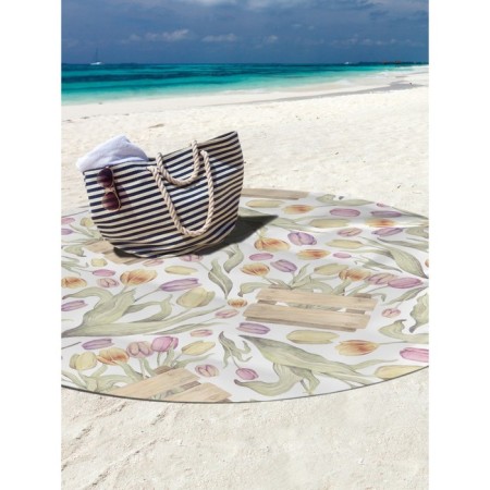 Pareo and beach rug "Tulips as a gift", d = 150 cm-2