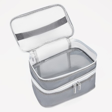 Cosmetic bag, 2 parts on zippers, gray color-2