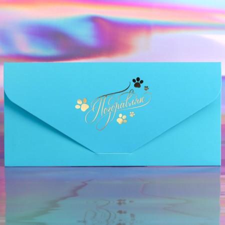 Money envelope "Congratulations!" cat, embossing, 19 x 9 cm-4