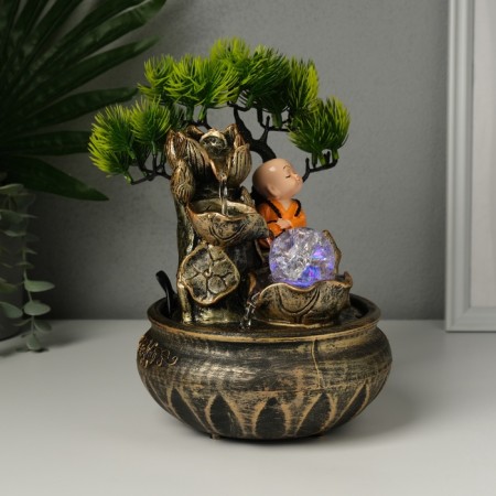 The desktop fountain from the network, the backlight "Little Hothee by the tree" MIX 16x18x24 cm-4