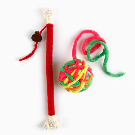 Toy for cats. Matatabi toys set and tangle, red color-1