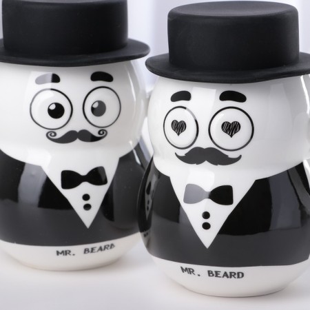 Ceramic mug with silicone lid "Gentleman", 380 ml, MIX drawing-7