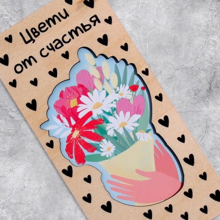 Wooden -carved “bouquet” envelope, 16.5 × 8 cm-4