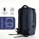 Young youth backpack with a zipper, 2 pockets, with USB, black/blue color