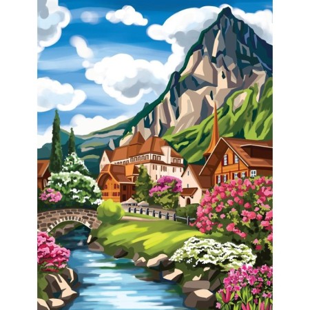 Diamond mosaic with full filling on the canvas "Landscape", 30 x 40 cm-1