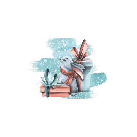 A set of napkins for setting the table “Bunny with a gift”, rectangular, size 32x46 cm, 4 pcs-1