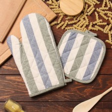 Set of kitchen. Dolyana strip tsin/green, mittens-prich.28x17cm, tack 17x17 50% p/e 50% HL