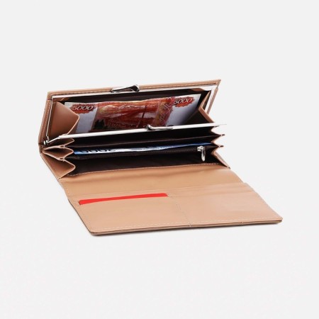 Women's wallet on magnets, beige color-2