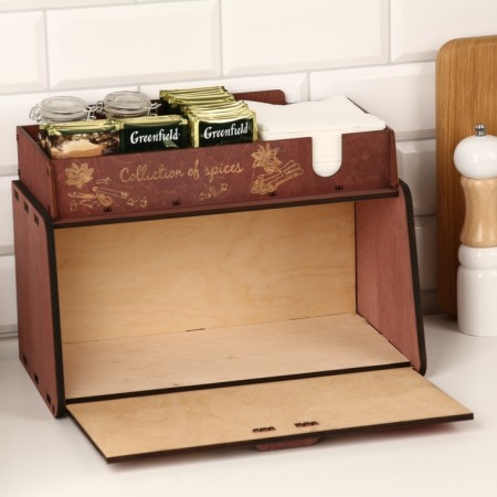 Bread a wooden bread with a stand under the spices "Paris", 35.6 x 20.4 x 24.8 cm, wenge-4