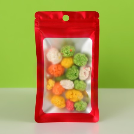 SIP-LOK package with a window, with euroslot, red, 7.5 x 13 cm