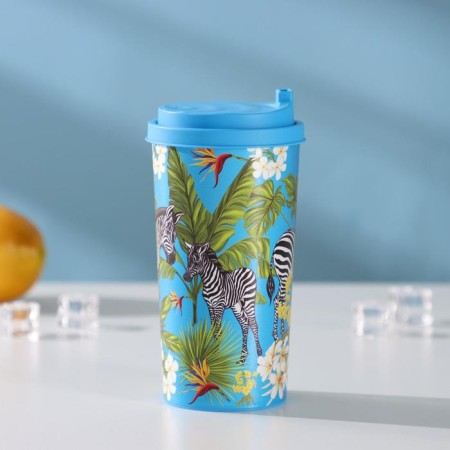 A glass with a lid Plastic "Zebra", 470 ml