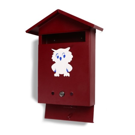 Mail box with a lock, vertical, "house", cherry-7