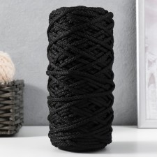 Knitting cord 100% polyester, width 5 mm 100m (black)