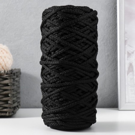Knitting cord 100% polyester, width 5 mm 100m (black)