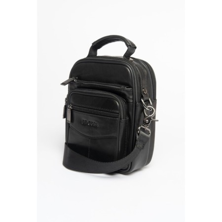 Bag Cross-Body Men, genuine leather de-gosa black, 16x10x21 cm-1